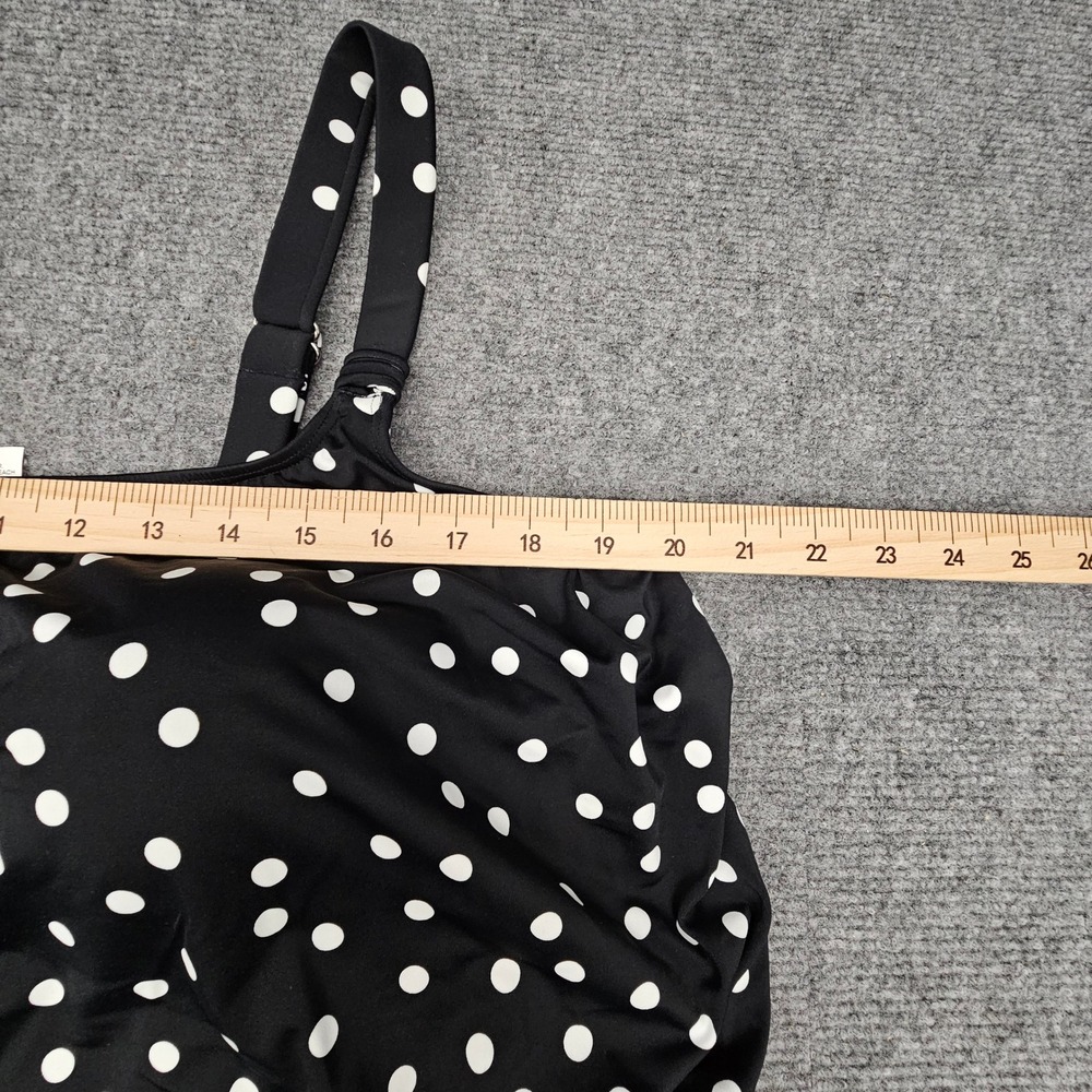 Swim Solutions Romper 22W Black Polka Dot Tummy Control Thigh Minimizer Swimsuit - Picture 7 of 9